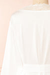Kiliana Long Ivory Kimono w/ Lace Trim | Boutique 1861 back close-up