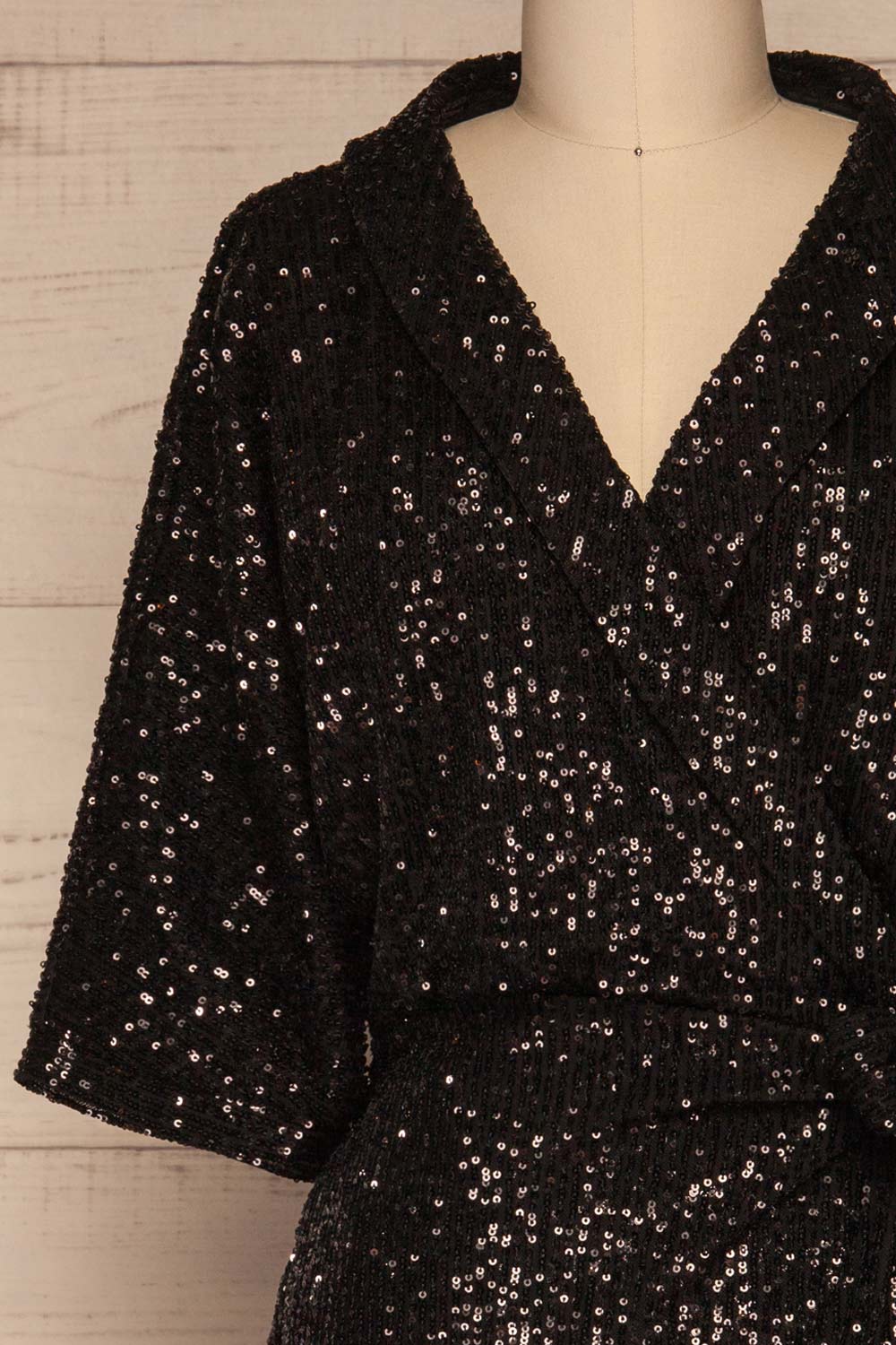 Kilme Noir Black Romper | Combishort | La Petite Garçonne front close-up