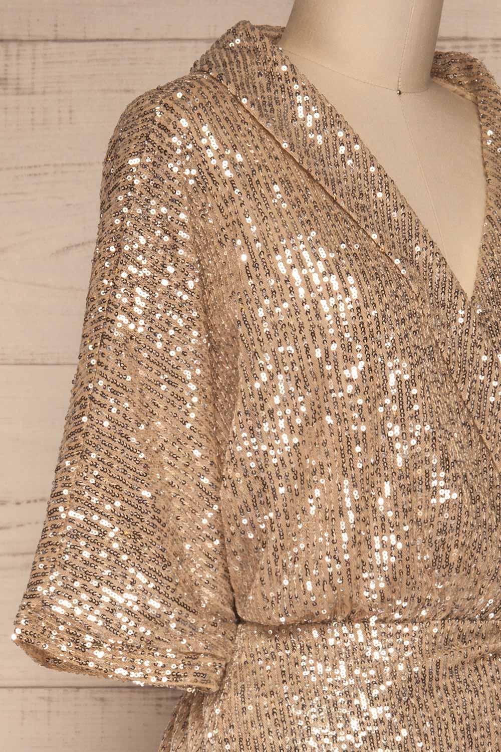 Kilme Or Champagne Romper | Combishort | La Petite Garçonne side close-up