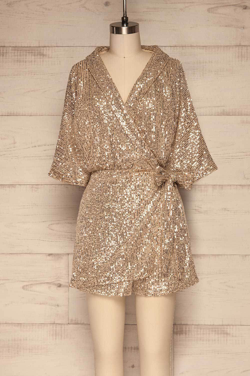 Kilme Or Champagne Sequin Romper | La Petite Garçonne