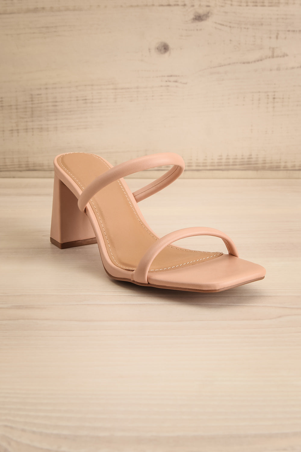Kinsley Beige Strappy Heeled Sandals | La petite garçonne front view
