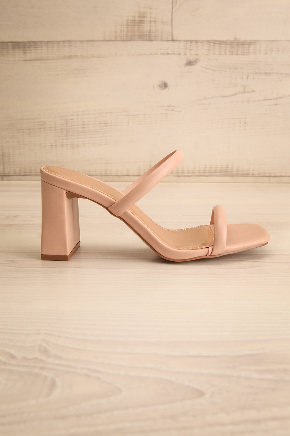 Kinsley Beige Strappy Heeled Sandals | La petite garçonne side view