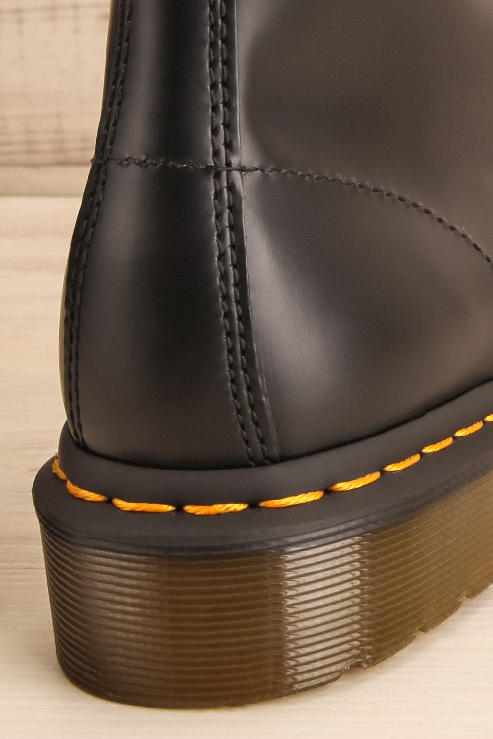 Kirkbride Leather Black Dr. Martens Boots back close-up | La Petite Garçonne