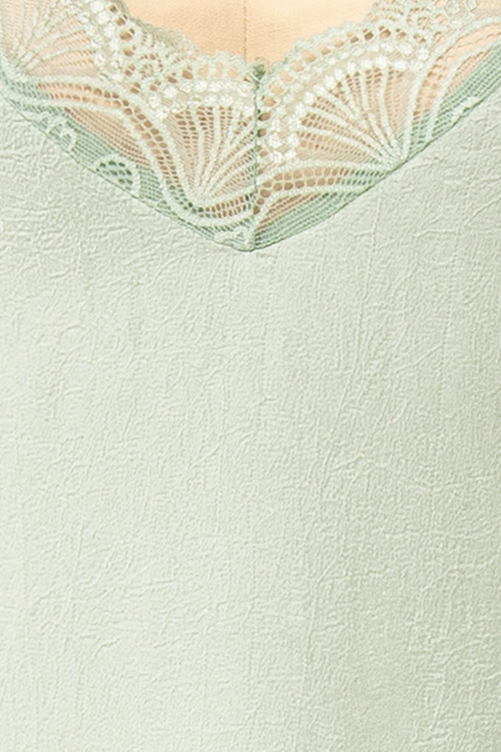 Kirsi Sage Long Nightgown w/ Lace Trim | Boutique 1861 fabric