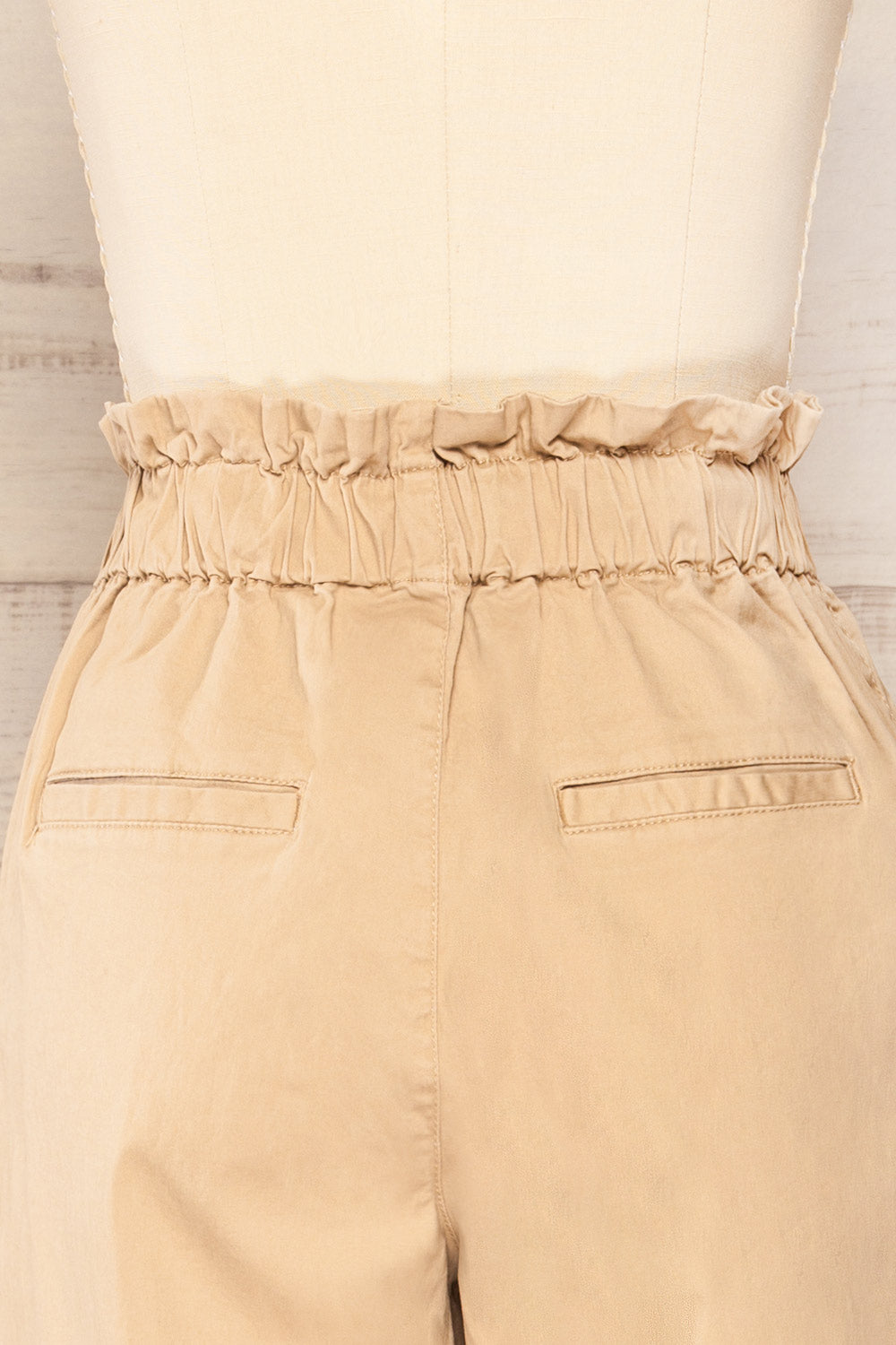 Kiruna Beige Paperbag Straight Leg Pants | La petite garçonne back close up