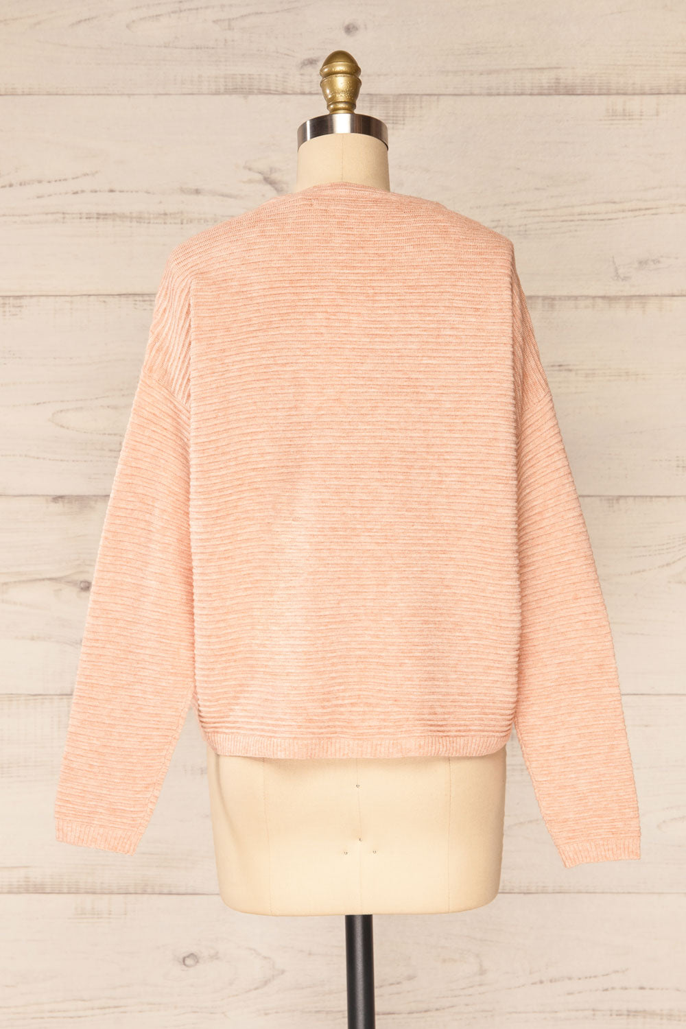 Knares Pink Cropped Ribbed Sweater | La petite garçonne back view