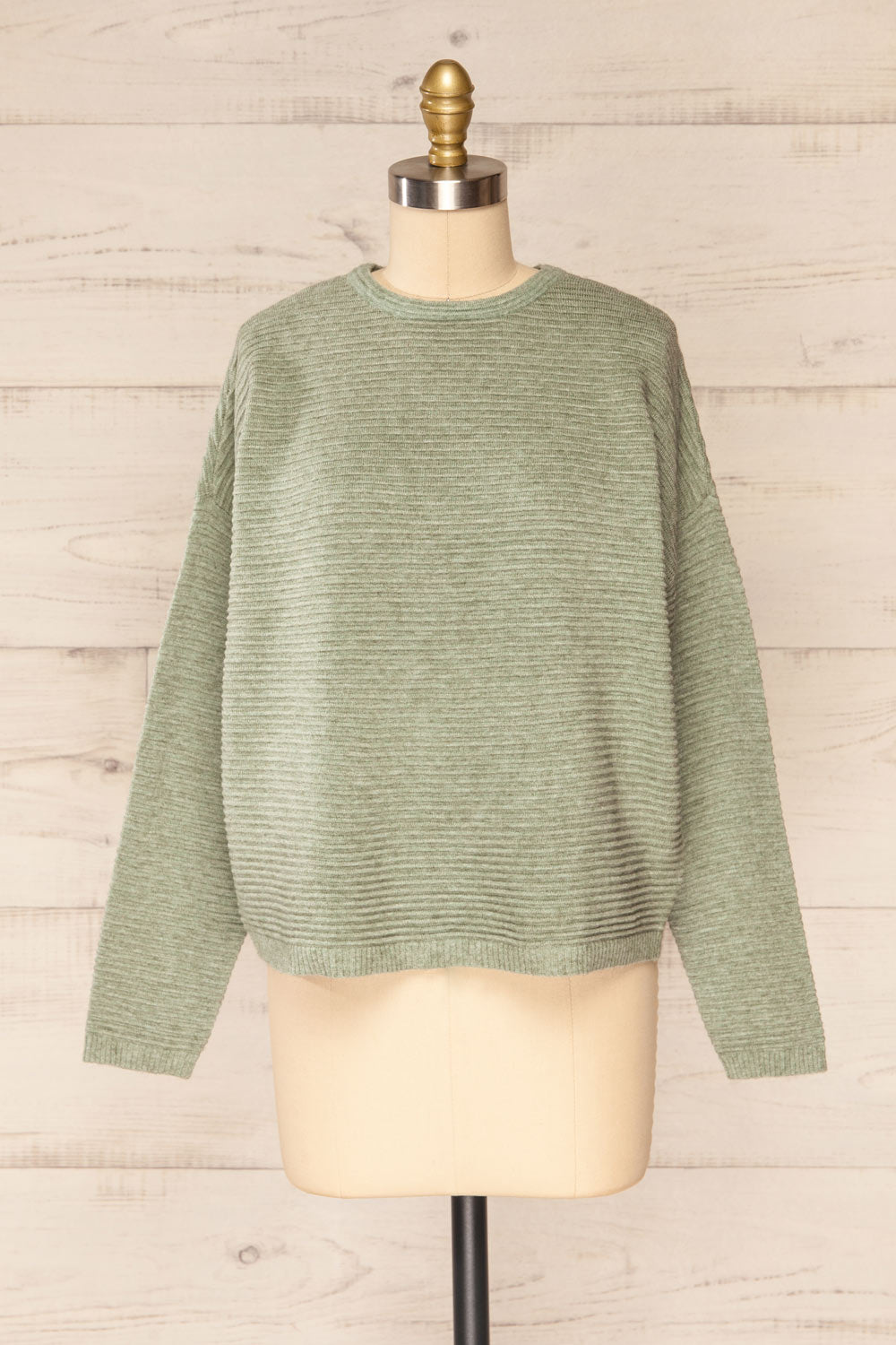Knares Sage Cropped Ribbed Sweater | La petite garçonne front view