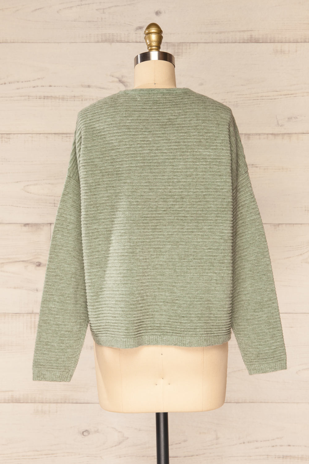Knares Sage Cropped Ribbed Sweater | La petite garçonne back view