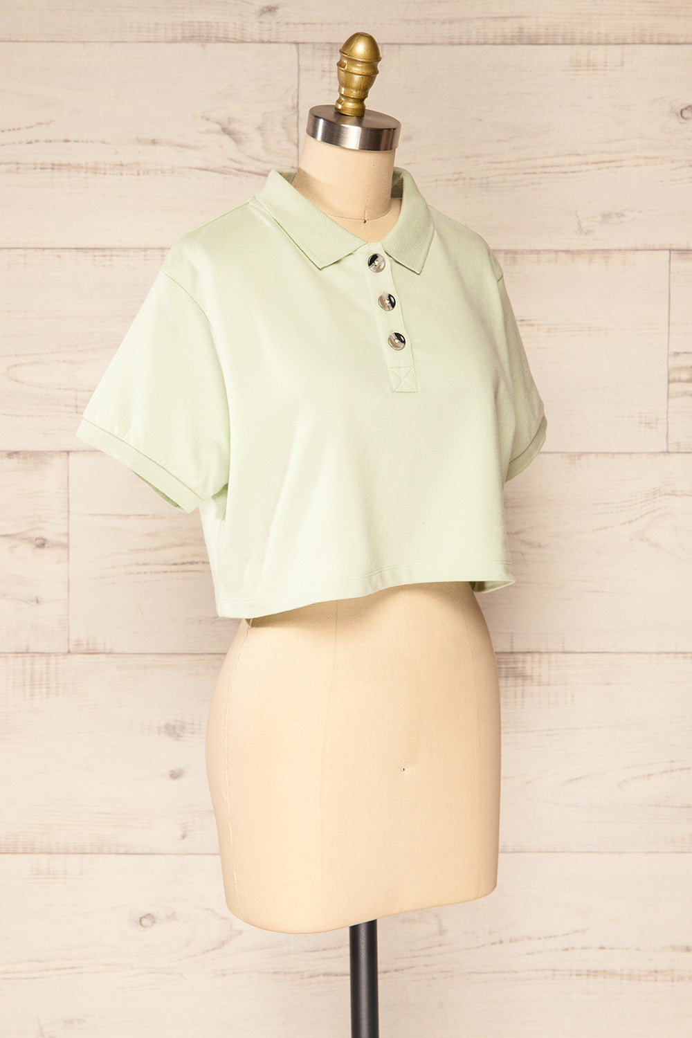 Kolo Mint Cropped Polo Top | La petite garçonne side view