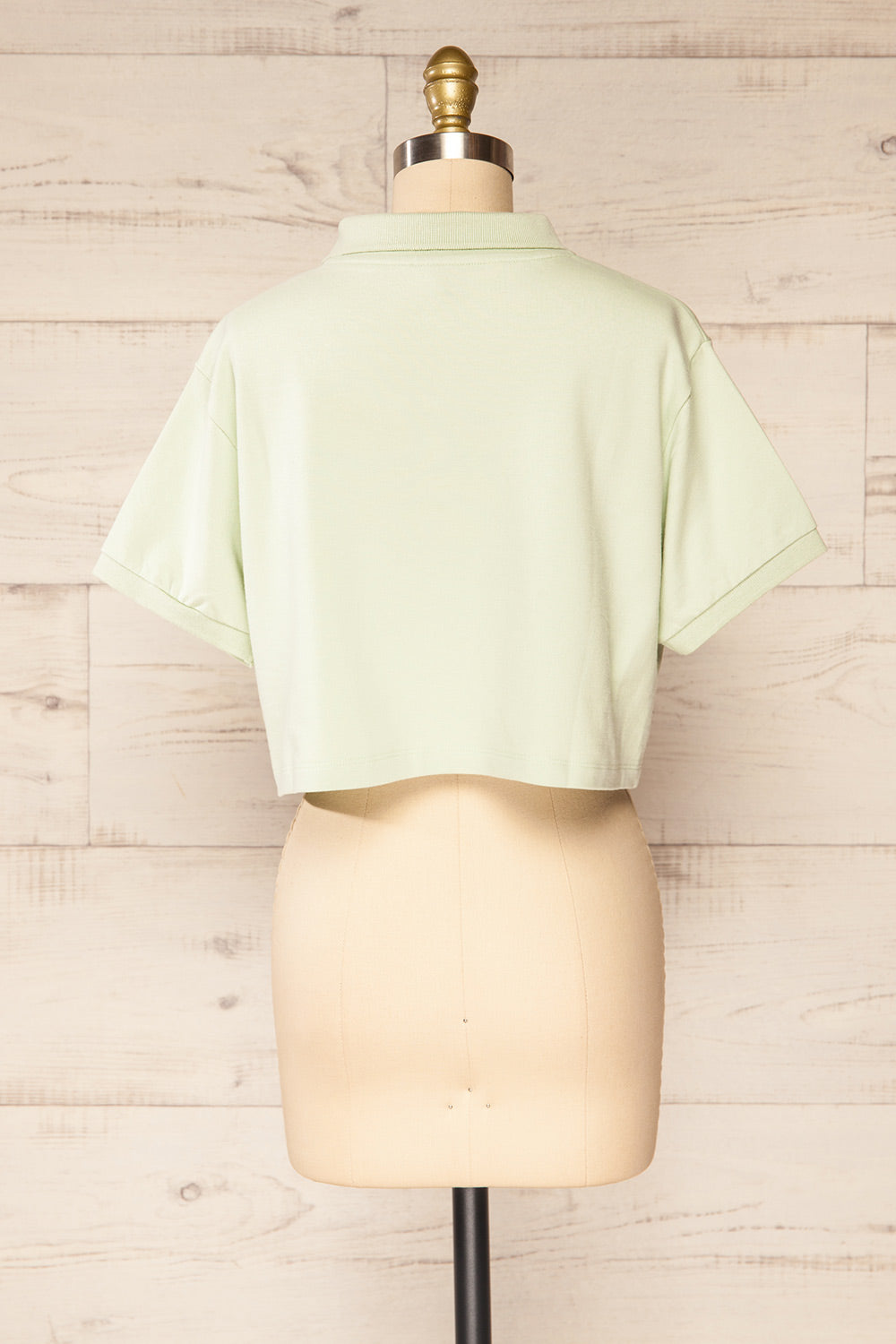 Kolo Mint Cropped Polo Top | La petite garçonne back view