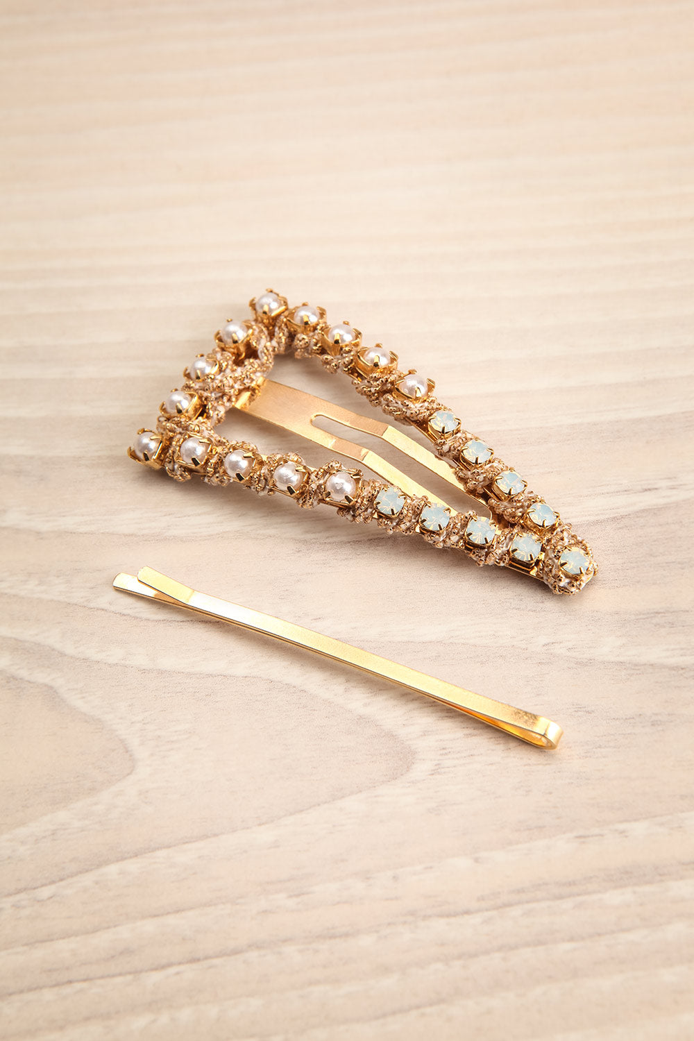 Koniecpol Set of Golden Barrettes w/ Pearls | La Petite Garçonne