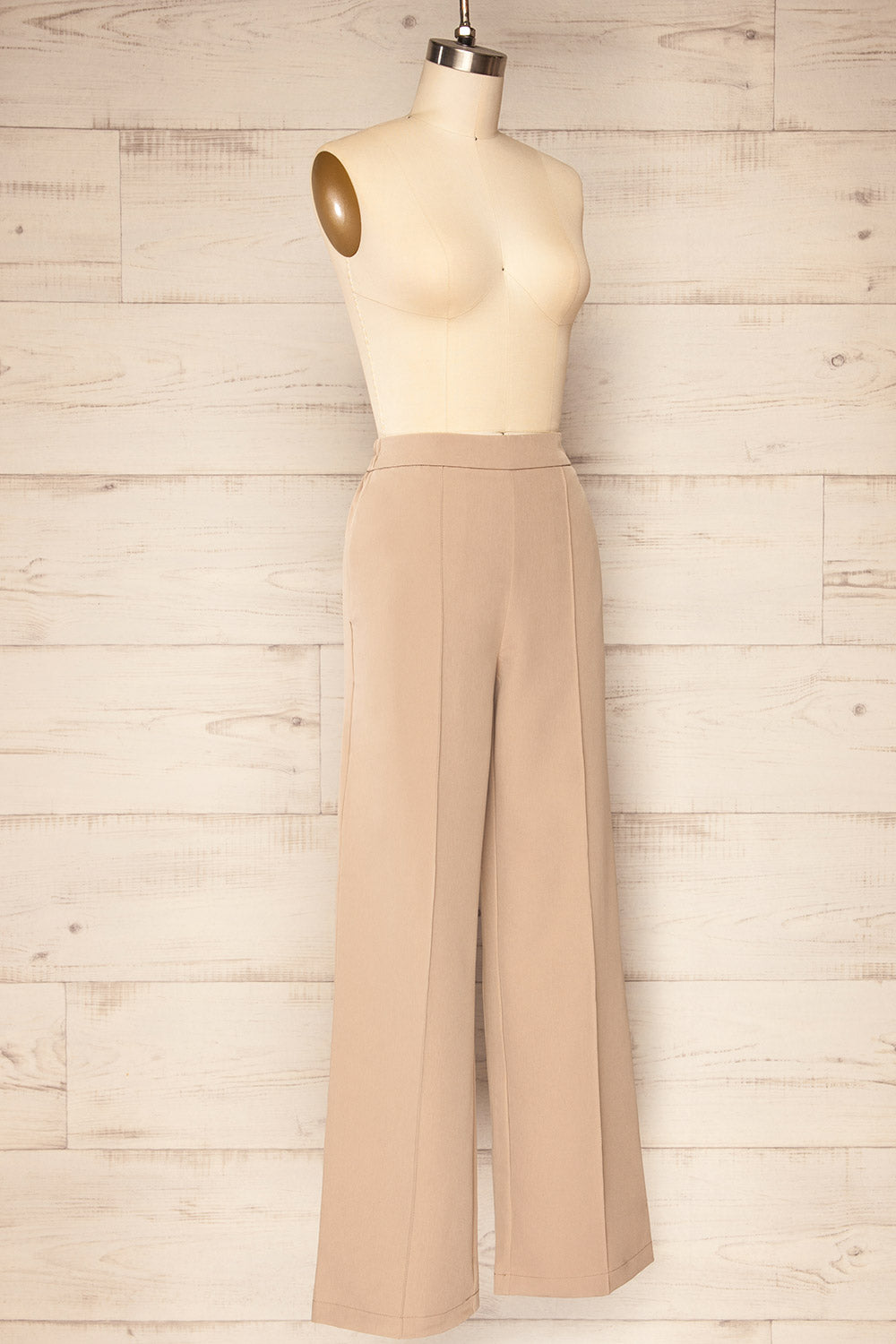 Korcula Beige High Waisted Wide Leg Pants | La petite garçonne side view