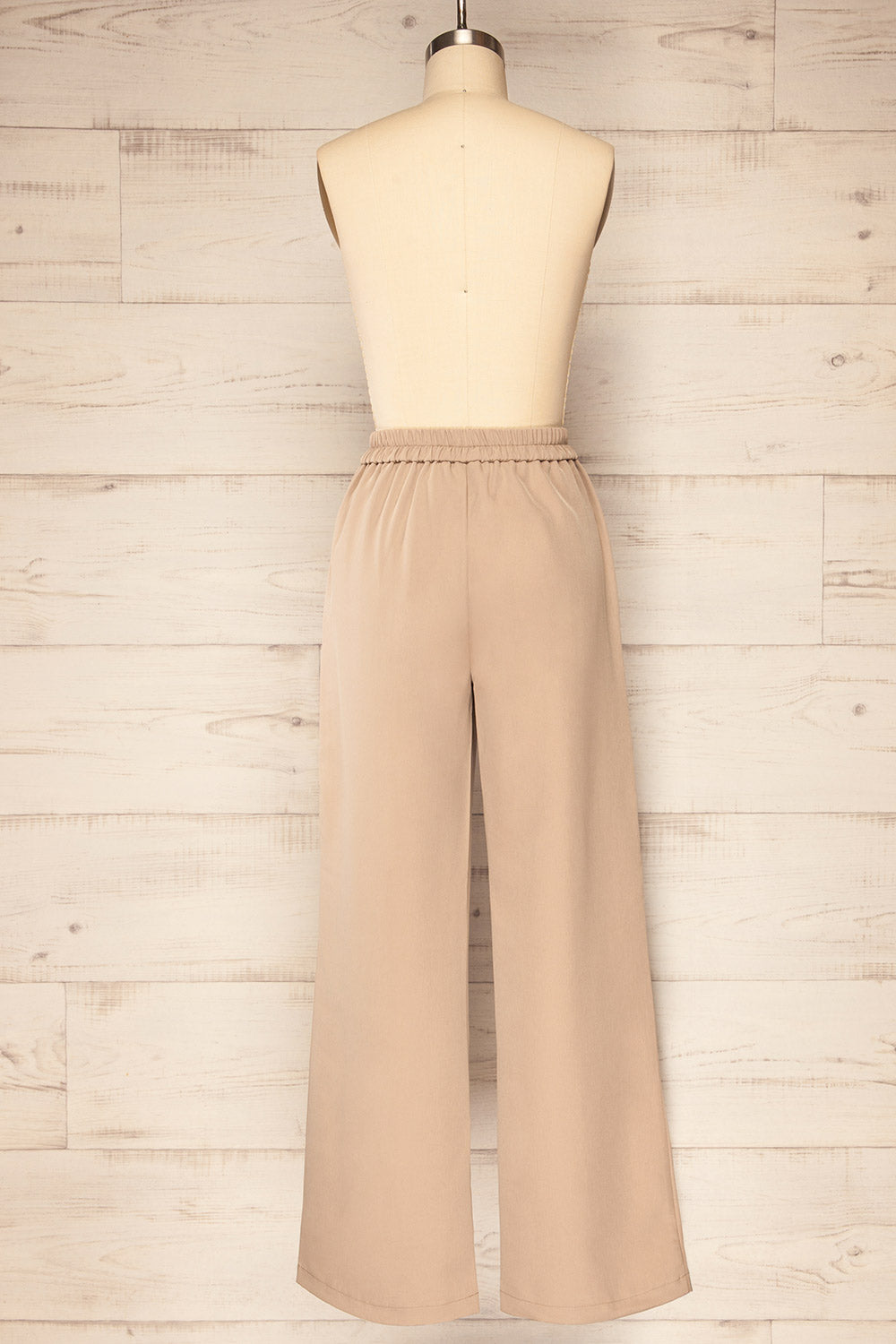 Korcula Beige High Waisted Wide Leg Pants | La petite garçonne back view