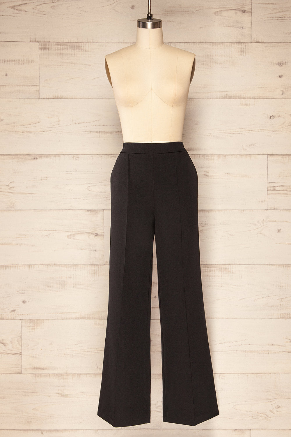Korcula Black High Waisted Wide Leg Pants | La petite garçonne front view