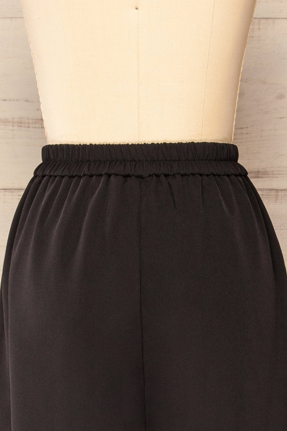 Korcula Black High Waisted Wide Leg Pants | La petite garçonne back close-up