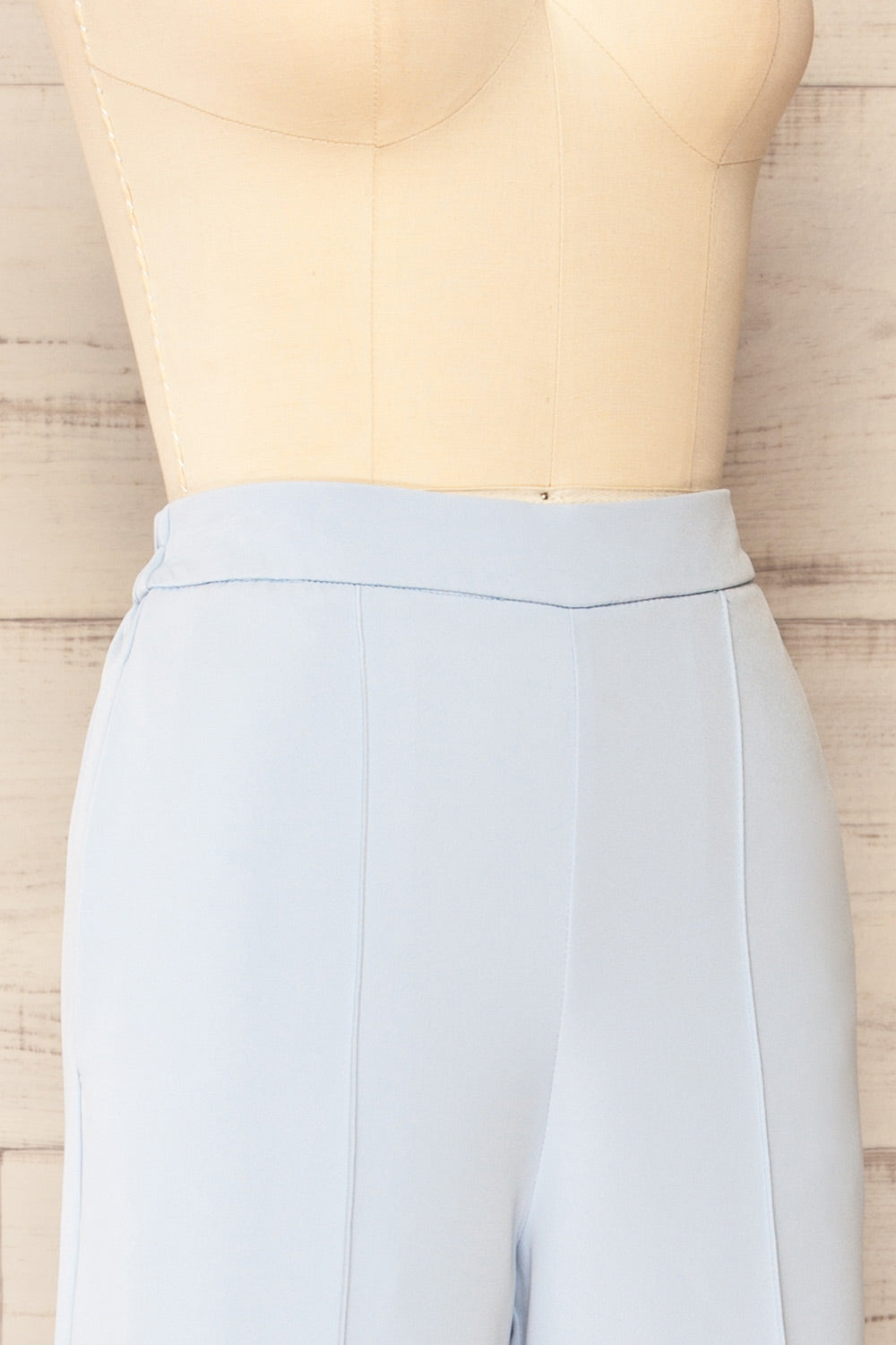 Korcula Blue High Waisted Wide Leg Pants | La petite garçonne side close-up