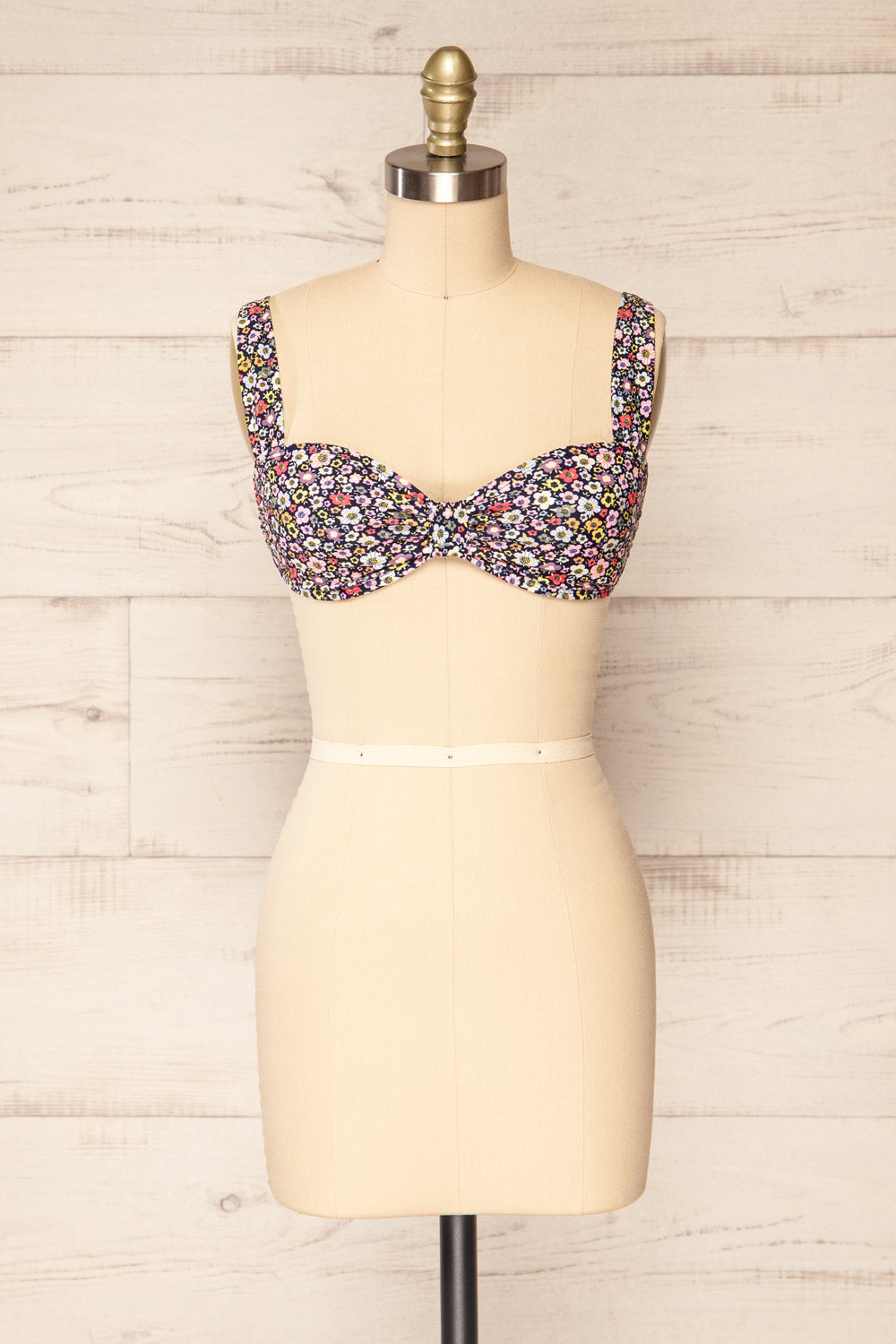 Kozmin Floral Knot Detail Bikini Top | La petite garçonne - Kozmin Hau… front view