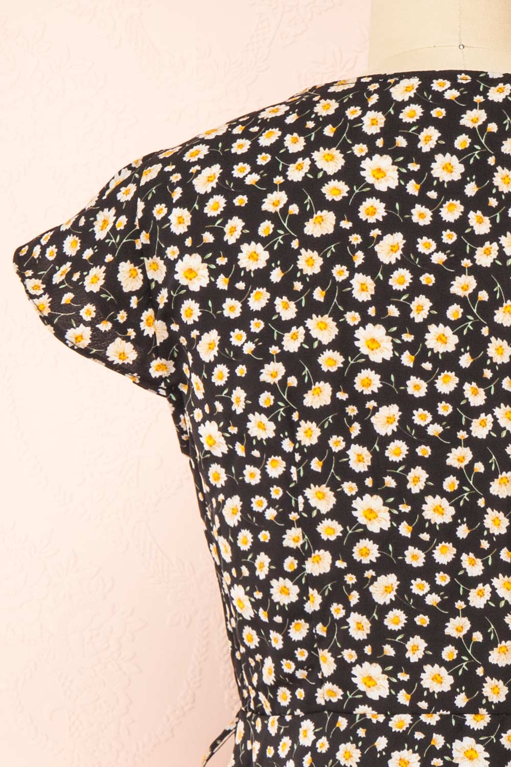 Kraneia Short Faux-Wrap Floral Dress | Boutique 1861 back close-up