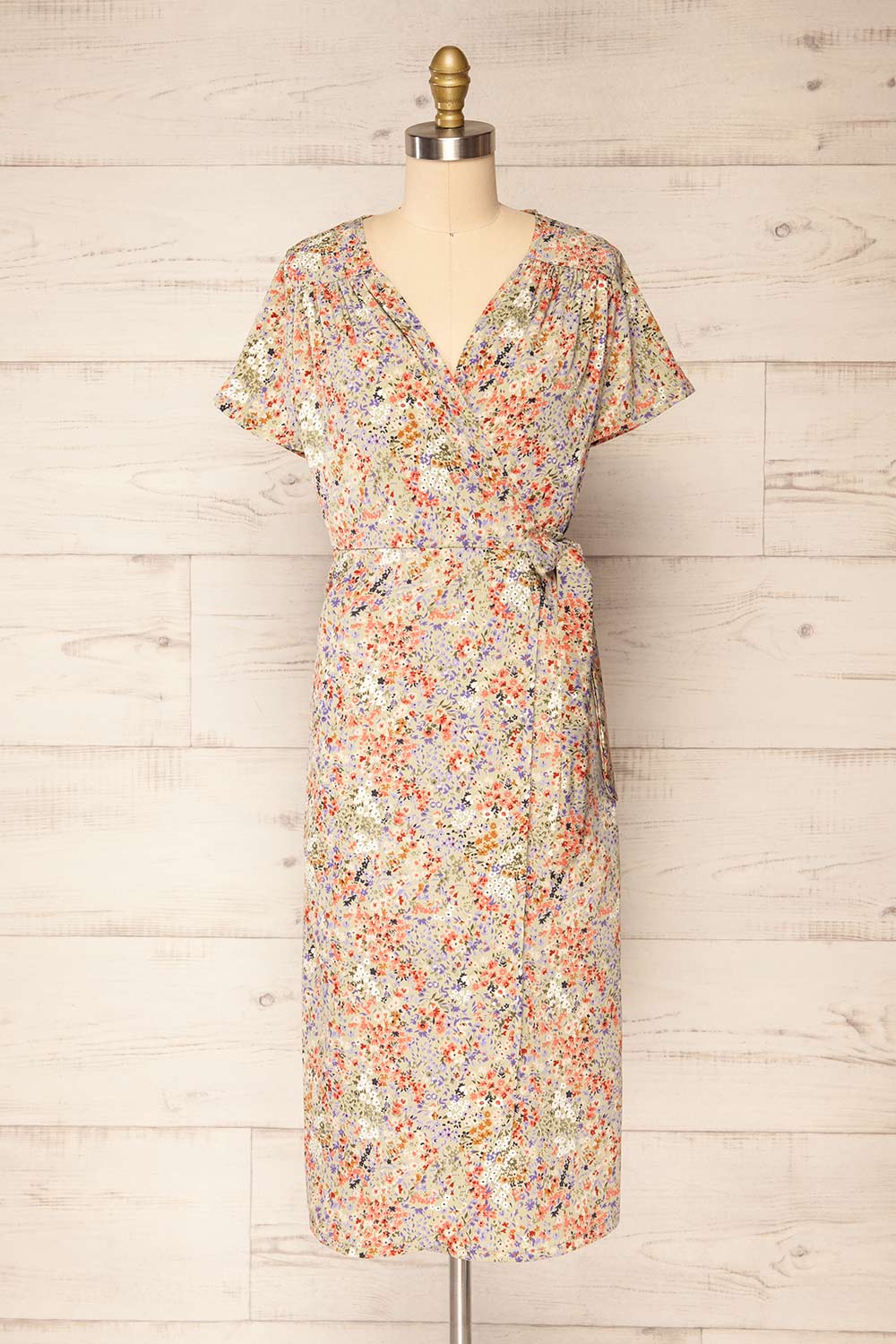 Kruszwica Midi Floral Wrap-Dress by Dailystory | La petite garçonne front view