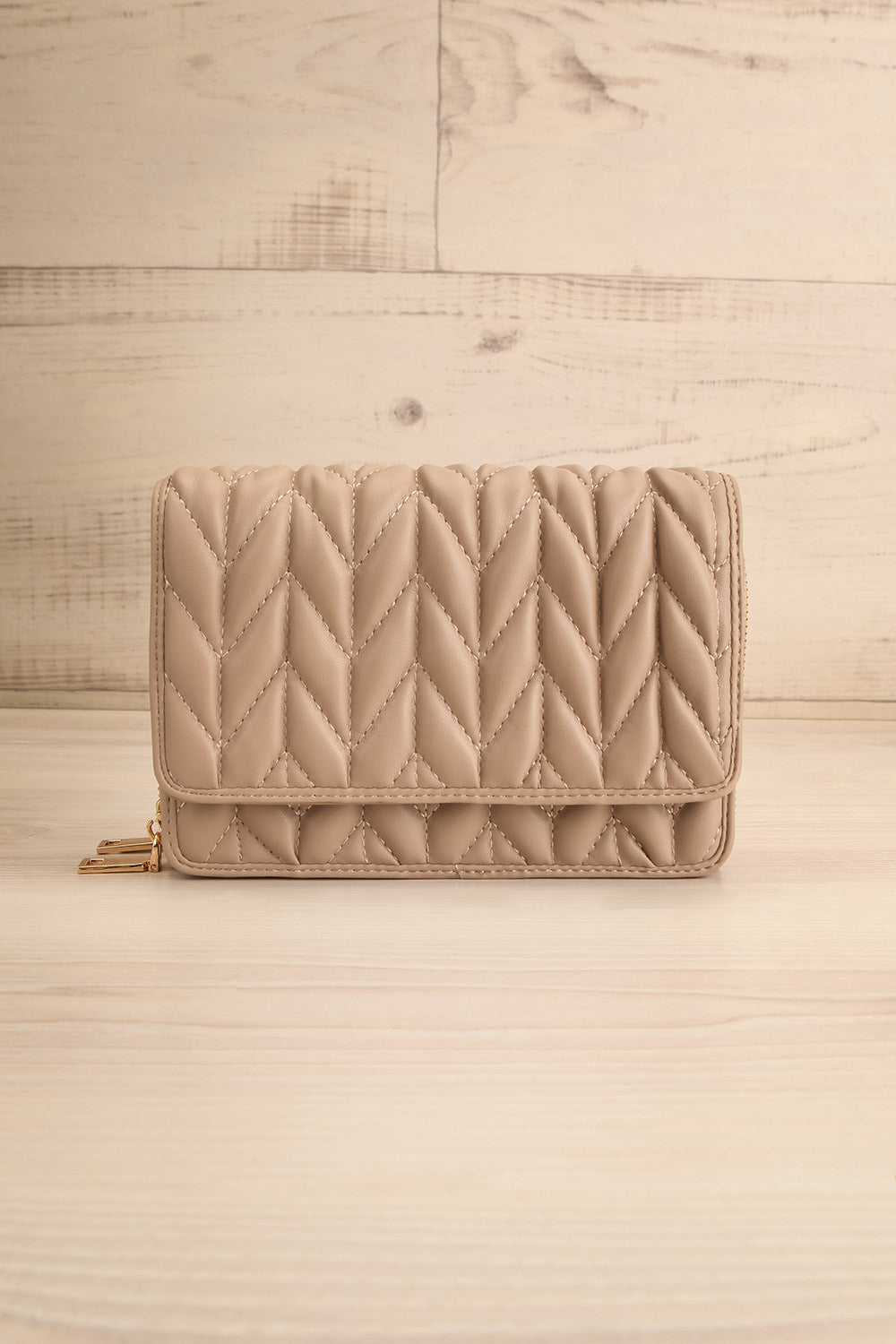 Krypt Beige Quilted Crossbody Bag | La petite garçonne