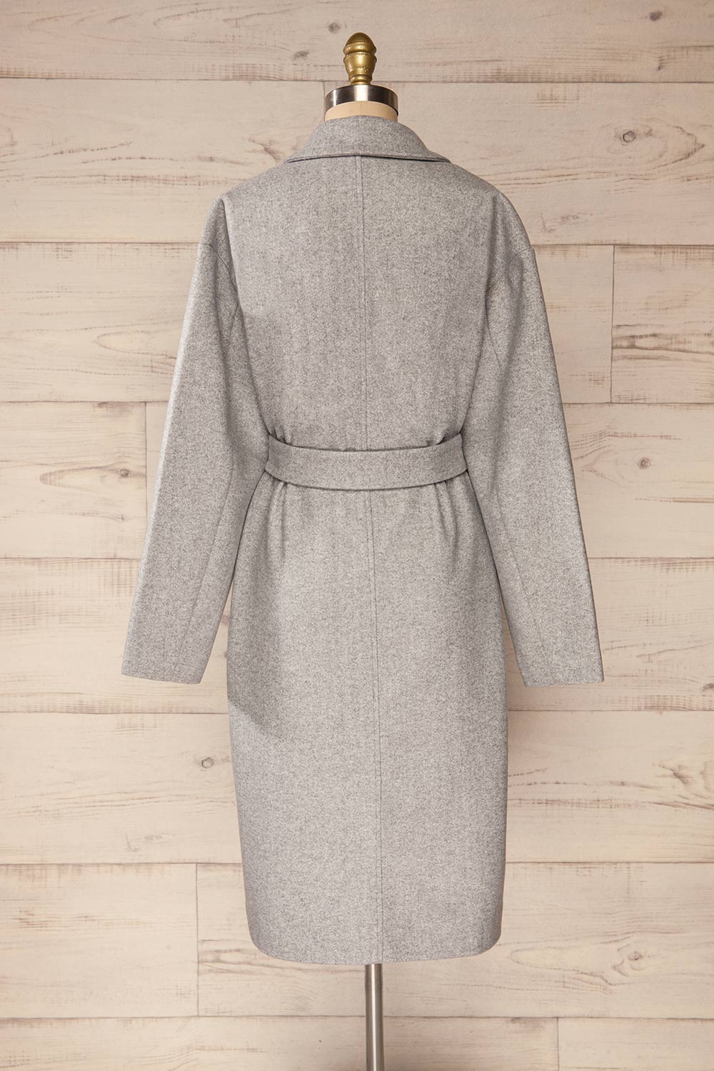 Krzyz Grey Open Felt Coat with Belt | La petite garçonne back view