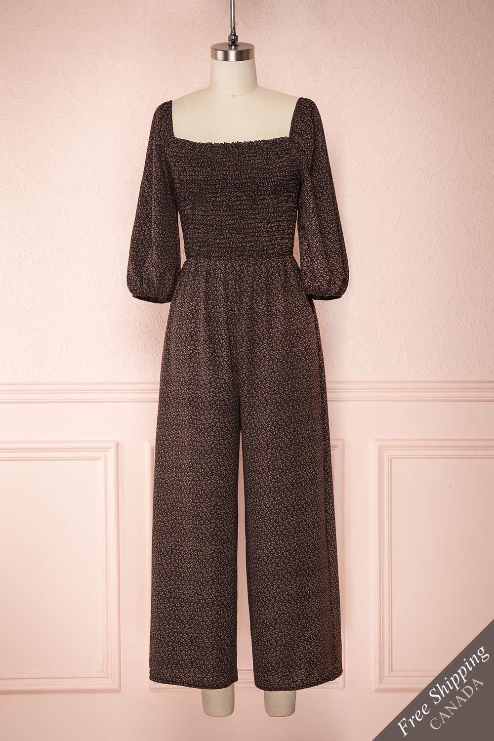 Labiszyn Brown Floral Jumpsuit | Combinaison front view | Boutique 1861