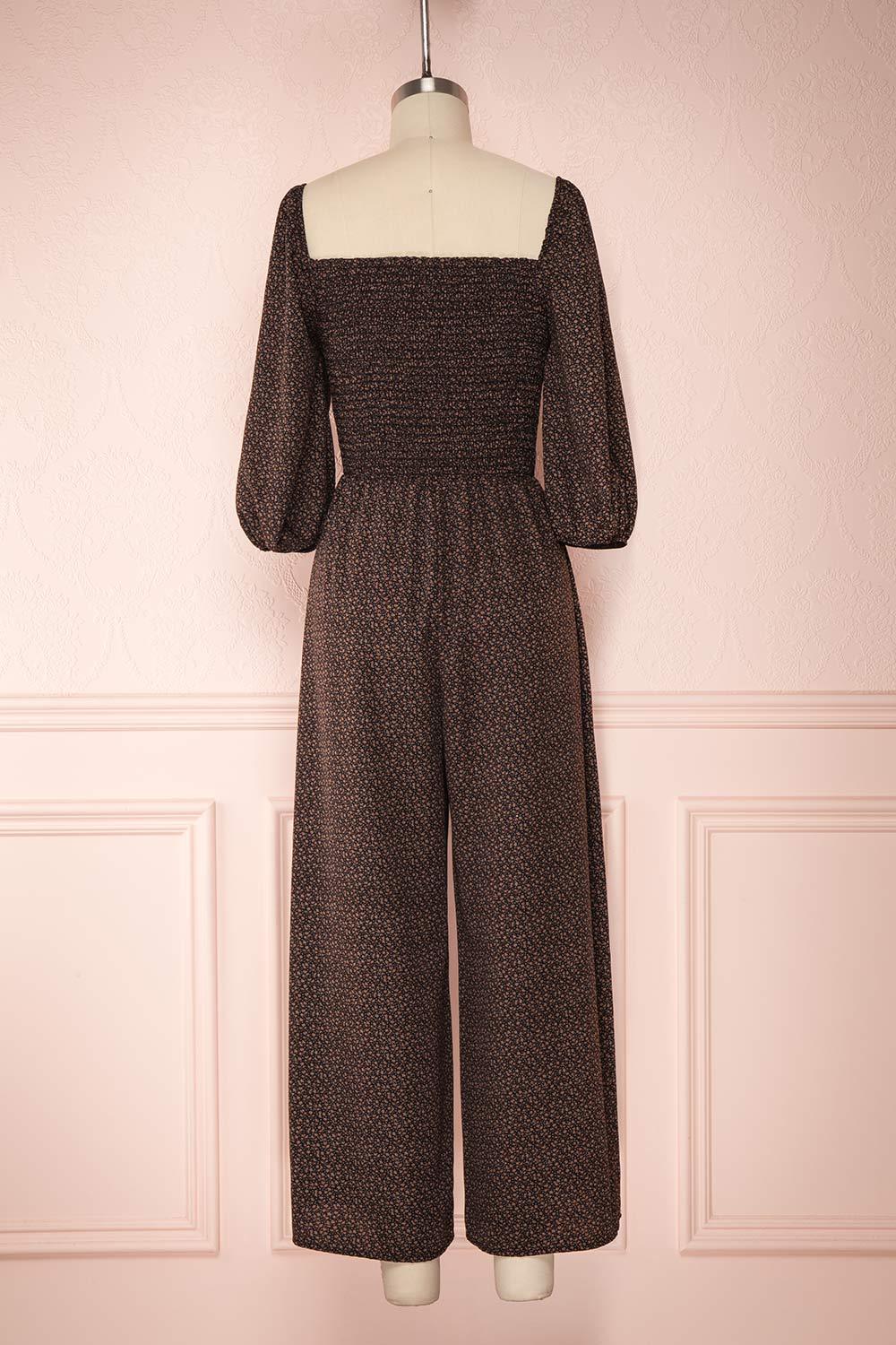 Labiszyn Brown Floral Jumpsuit | Combinaison back view | Boutique 1861