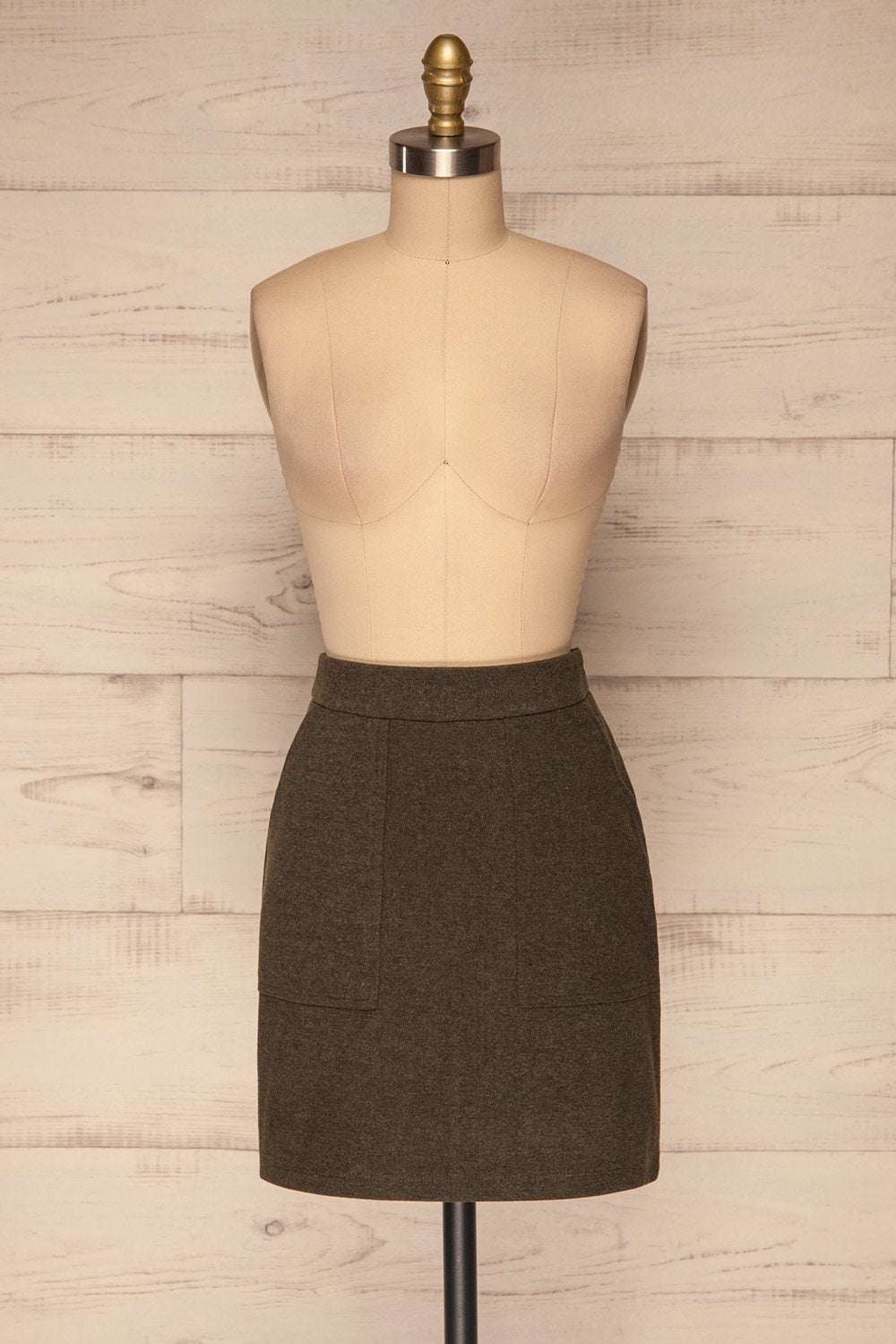 Lakshmi Khaki Felt Skirt | Jupe Courte | La Petite Garçonne front view