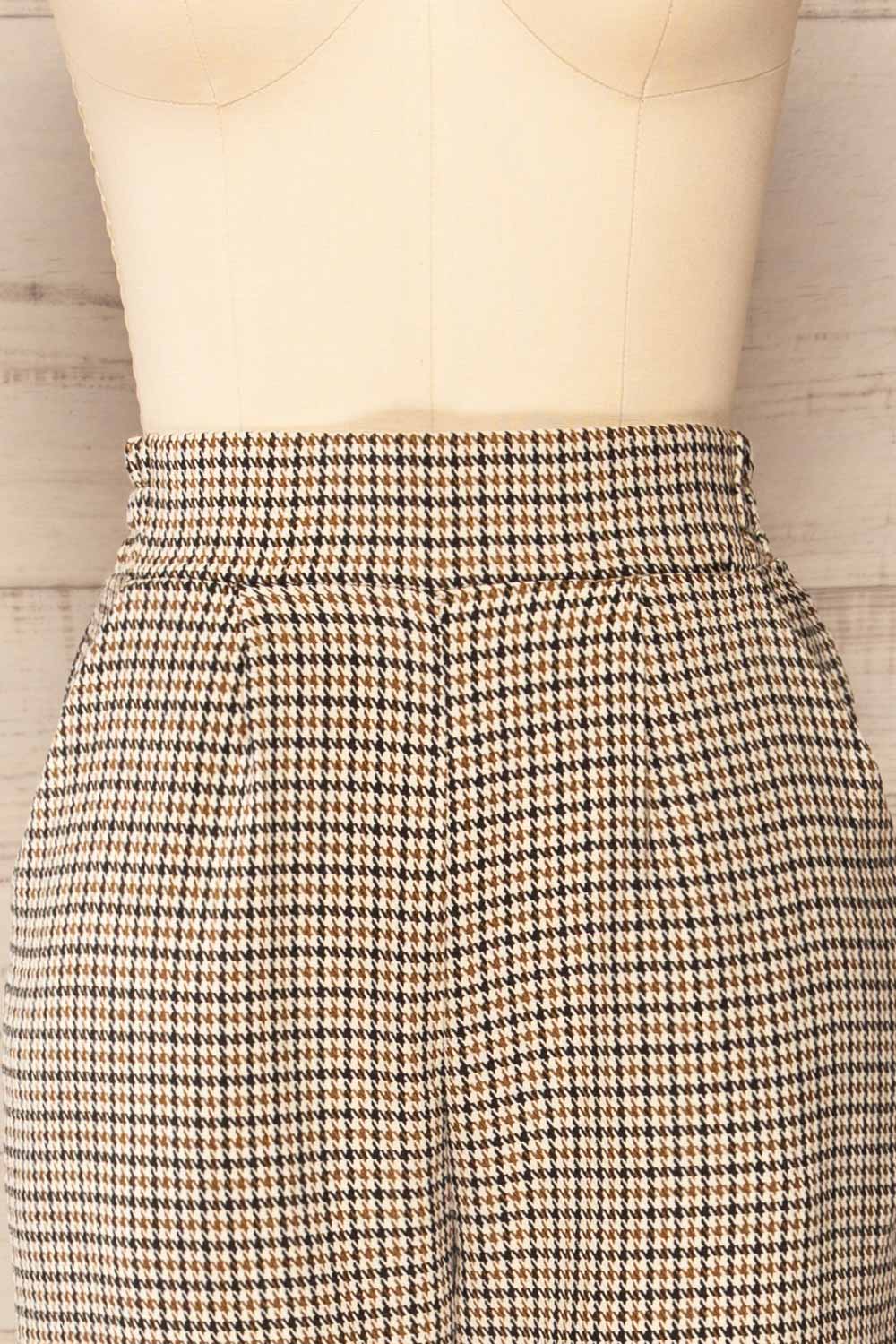 Lara Houndstooth Straight Leg Pants | La petite garçonne front close-up