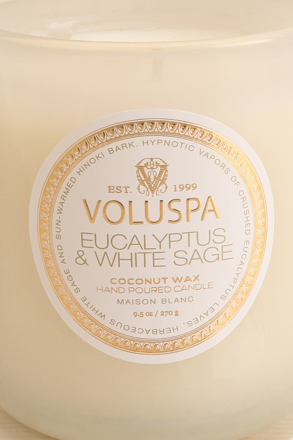 Eucalyptus & White Sage Large Classic Candle | Maison garçonne close-up