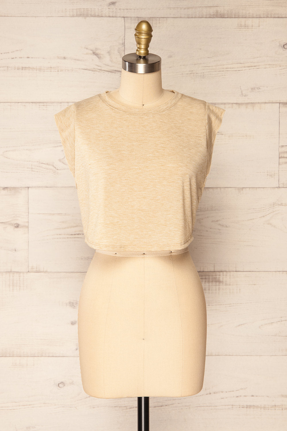 Larryk Beige Sleeveless Cropped Top | La Petite Garçonne front view