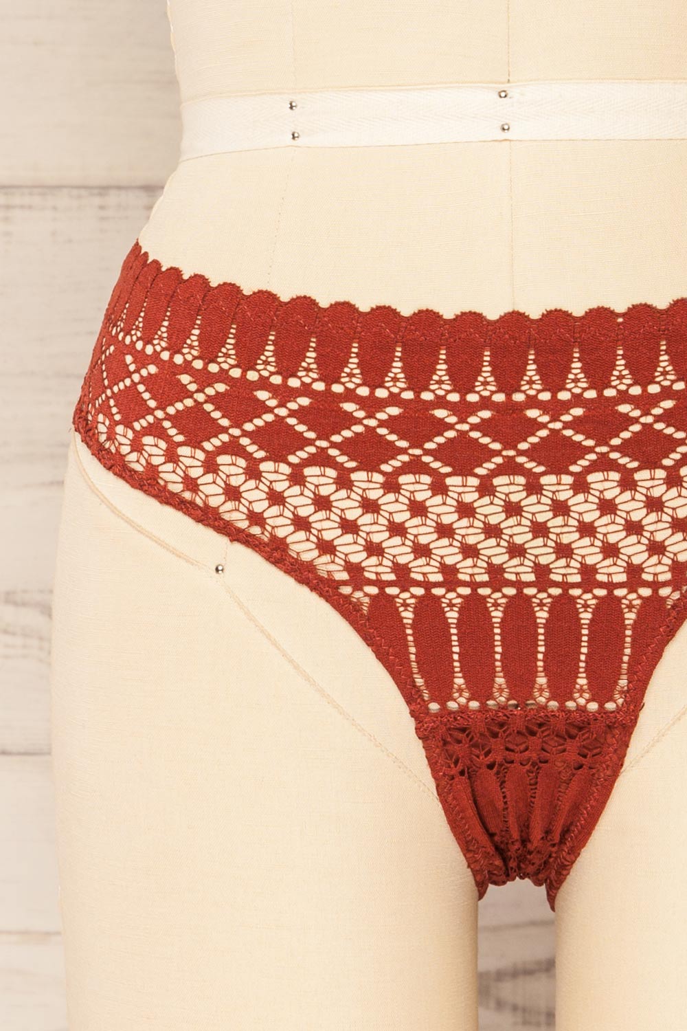 Larvik Orange Lace Underwear | La petite garçonne front close-up