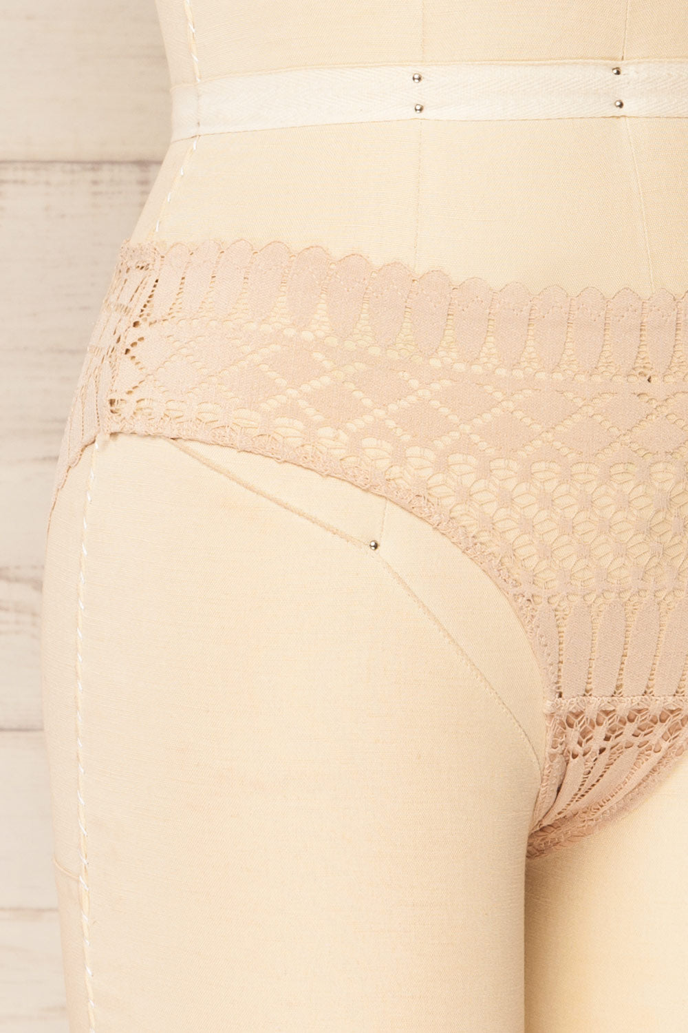 Larvik Taupe Lace Underwear | La petite garçonne side close-up