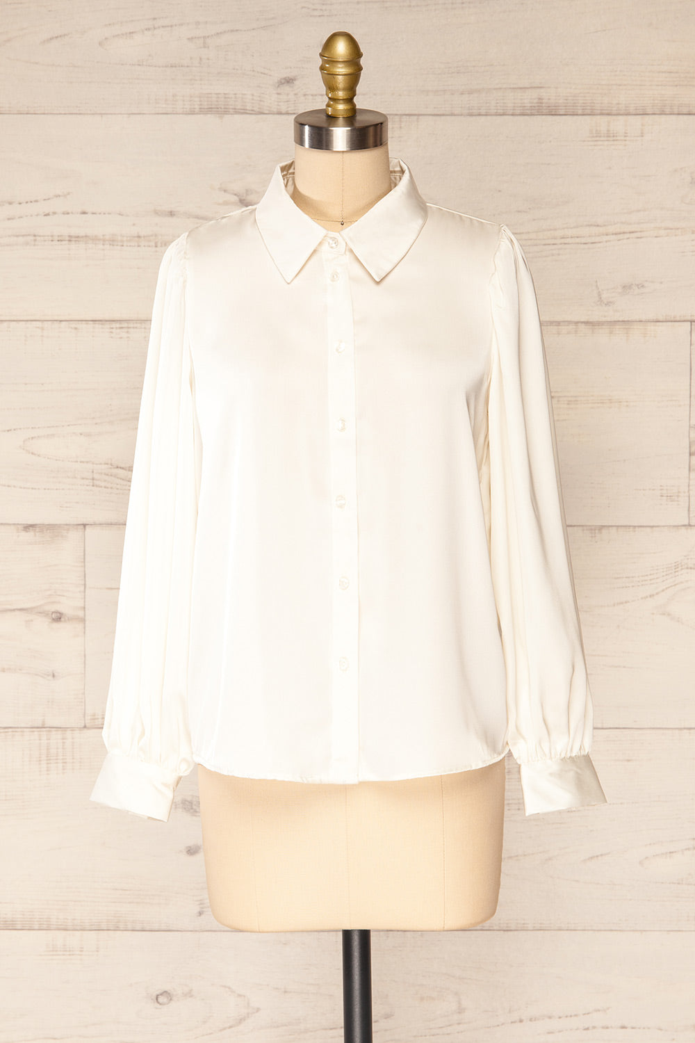 Lasatine Ivory Puffy Sleeve Shirt | La petite garçonne front view