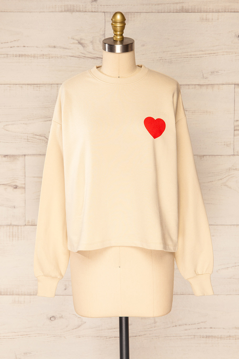 Lask Beige Long Sleeves Printed Sweatshirt | La petite garçonne front view