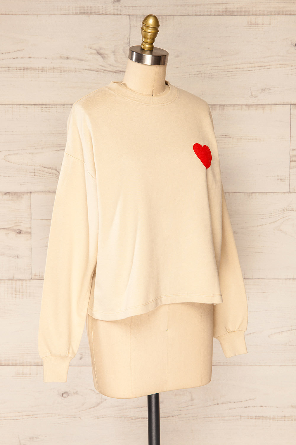 Lask Beige Long Sleeves Printed Sweatshirt | La petite garçonne side view