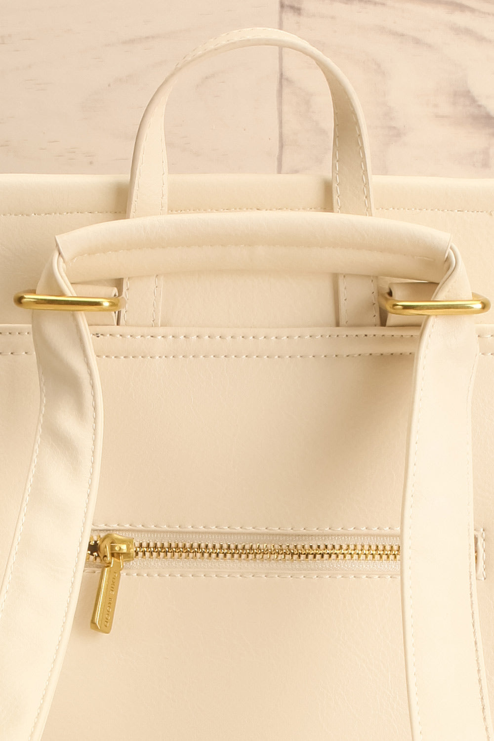 Laucala Ivory Faux-Leather Backpack | La petite garçonne back close-up