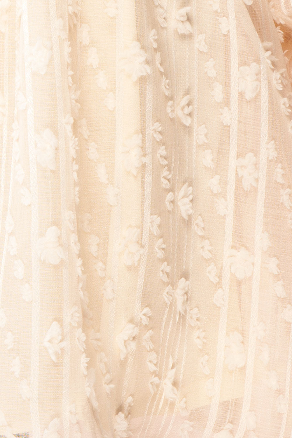 Laudat Short Beige Plumetis Dress w/ Puffy Sleeves | Boutique 1861 fabric