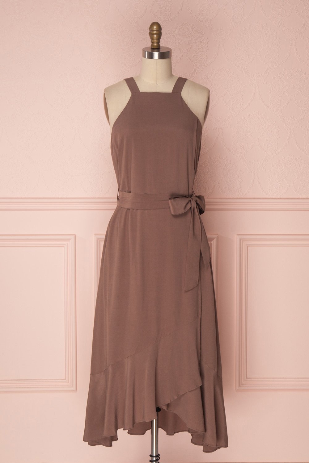 Laurena Mocha Brown Ruffled Hem Flared Dress | Boudoir 1861 Laurena Mocha Brown Ruffled Hem Flared Dress | Boudoir 1861