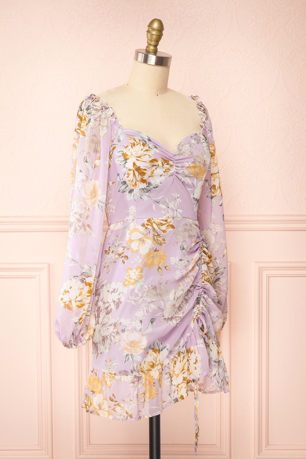 Laurene Short Floral Dress w/ Sweetheart Neckline | Boutique 1861 side view