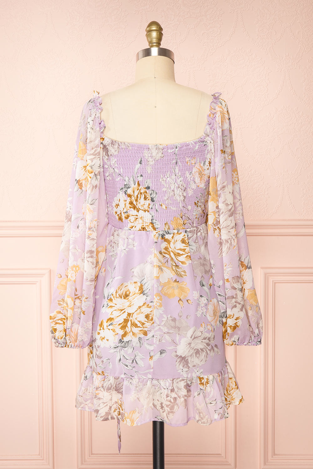 Laurene Short Floral Dress w/ Sweetheart Neckline | Boutique 1861 back view