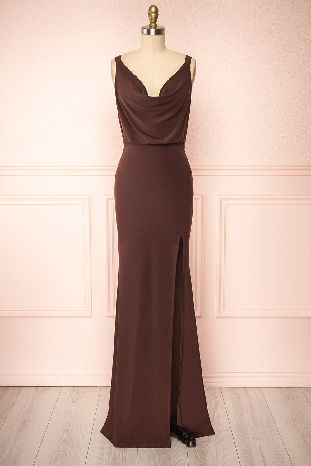 Laurie Brown Cowl Neck Maxi Dress w/ Open Back | Boutique 1861 Laurie Brown Cowl Neck Maxi Dress w/ Open Back | Boutique 1861