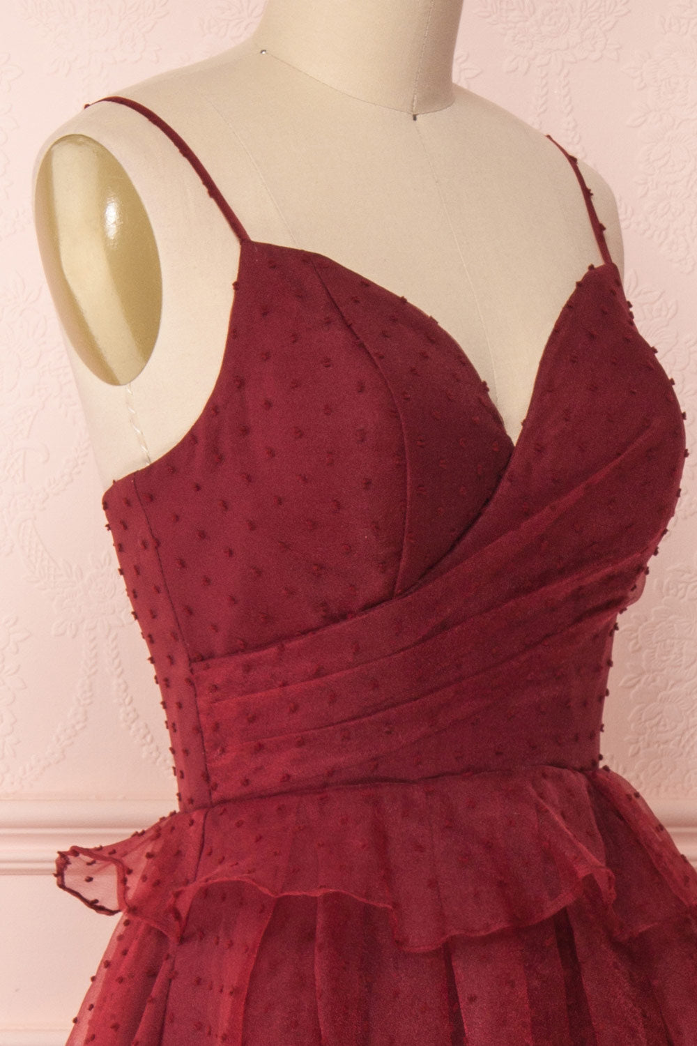 Lauvia Bourgogne | Robe Maxi Ligne-A à Plumetis