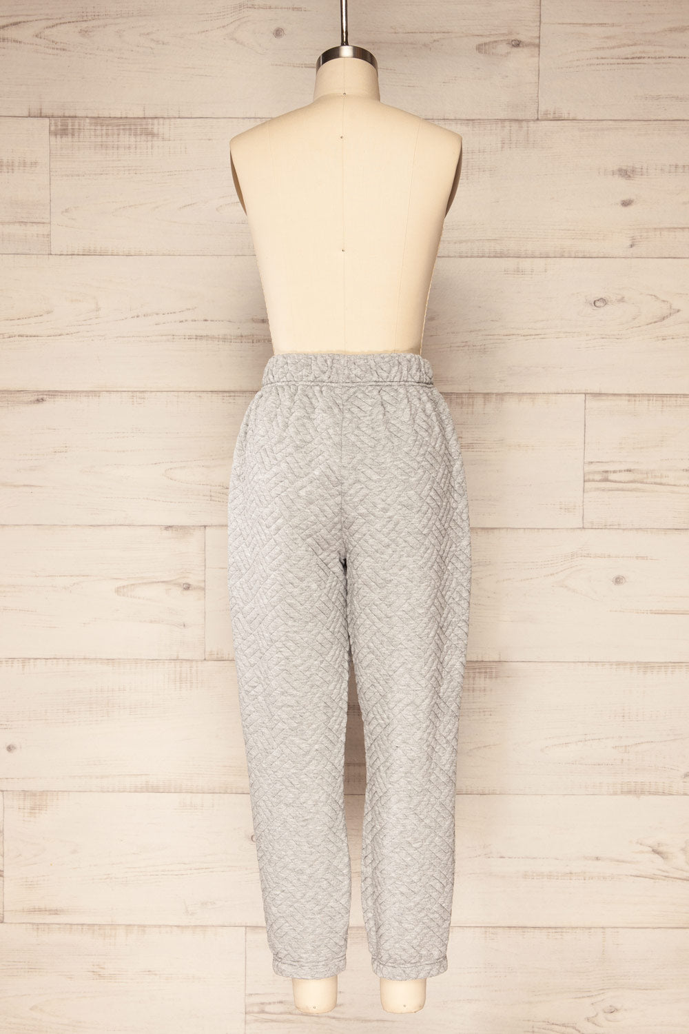 Lazy Grey Textured Joggers w/ Elastic Waist | La petite garçonne back view