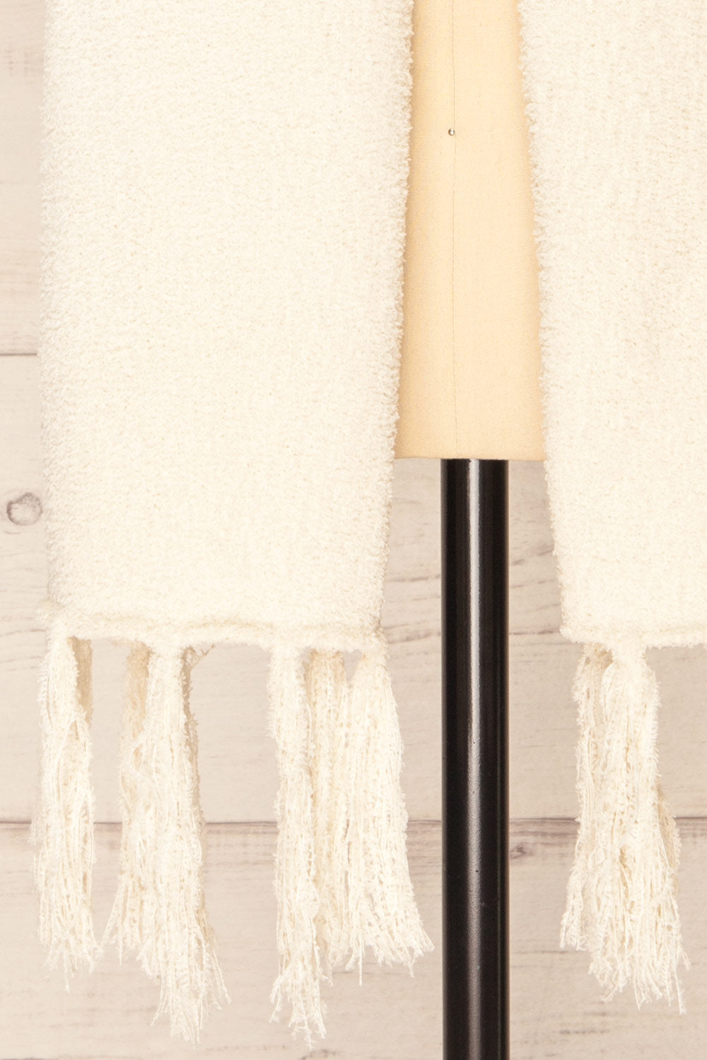 Le Chasseur Ivory Oversized Fluffy Fringed Scarf | La petite garçonne bottom