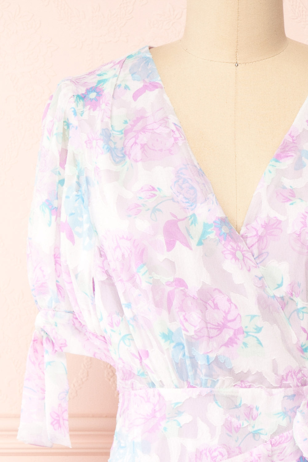 Leanore Short Floral Wrap Dress | Boutique 1861 front close-up
