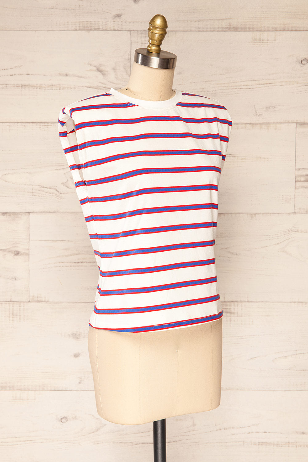 Leba Red Shoulder Padded Striped Shirt | La petite garçonne side view
