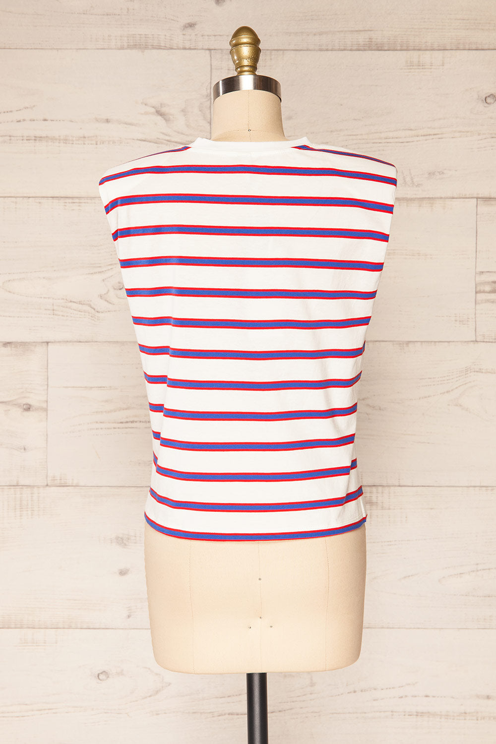 Leba Red Shoulder Padded Striped Shirt | La petite garçonne back view