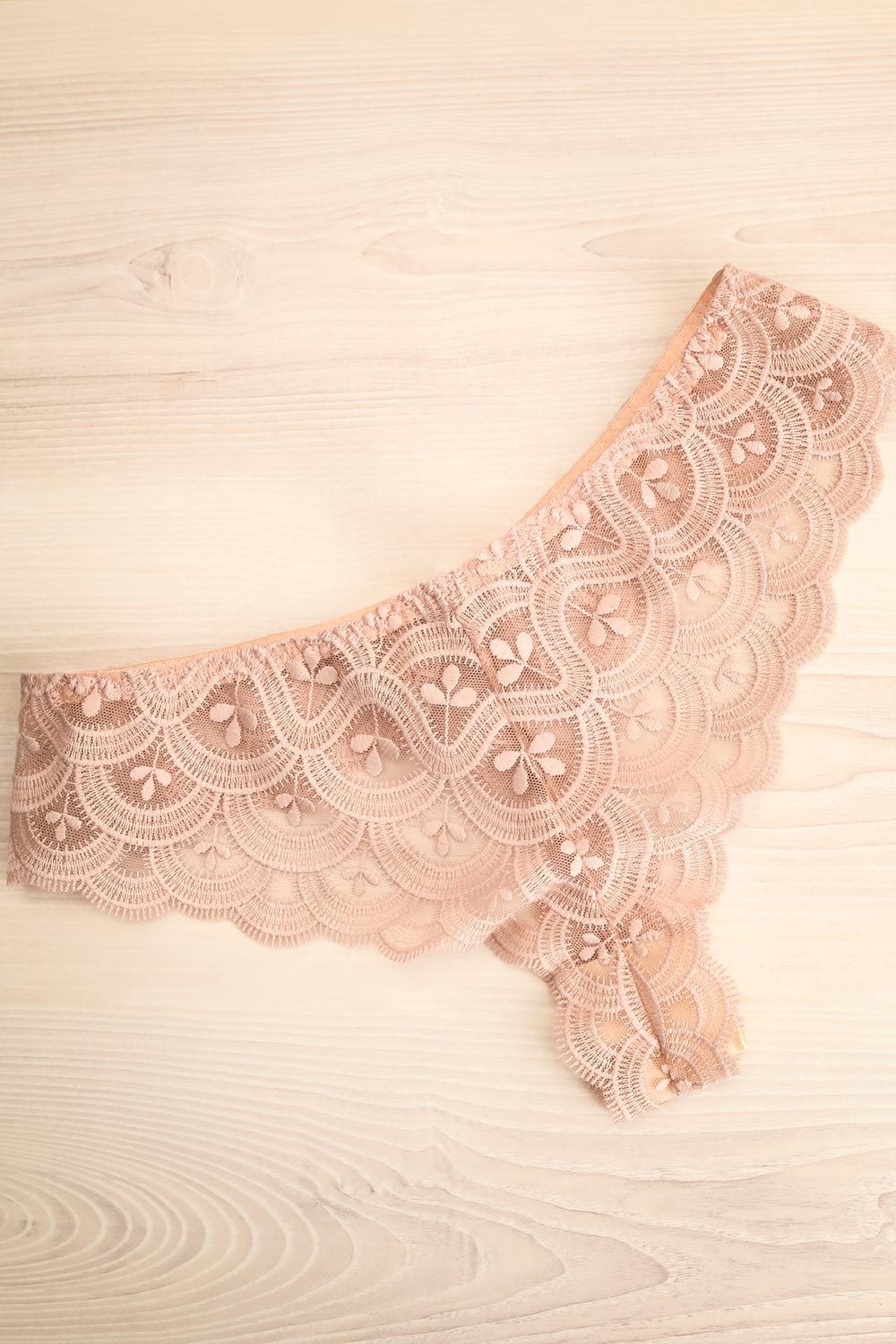 Lebork Champagne Nude Lace Brazilian Panties | La petite garçonne flat view