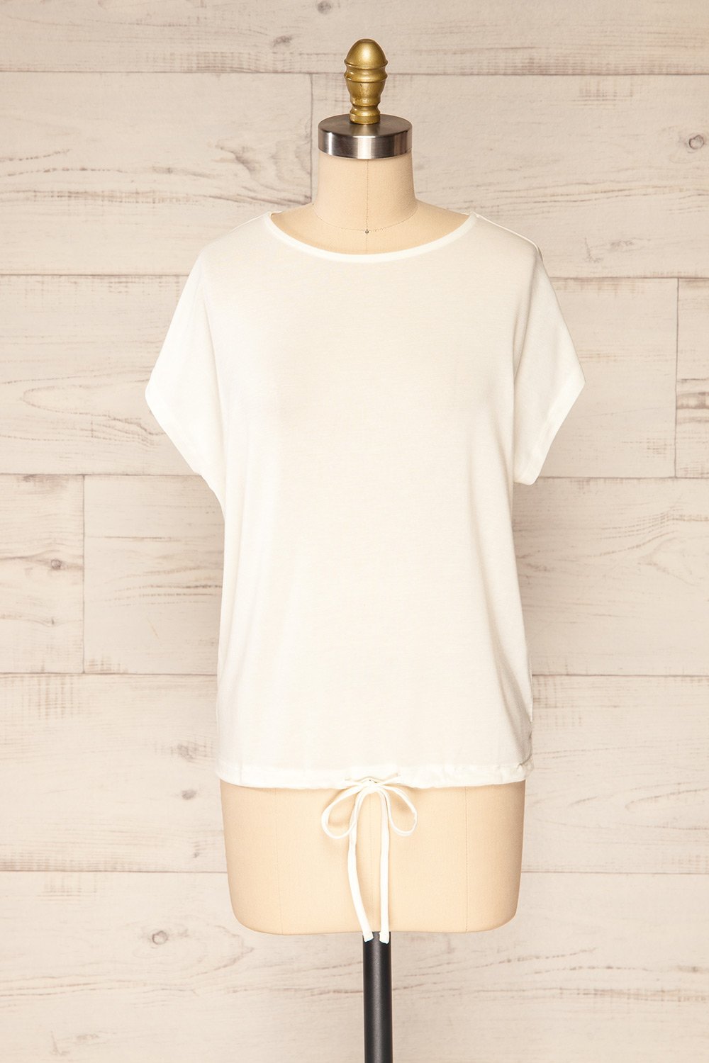 Leeds White Short Sleeve Top w/ Drawstring | La petite garçonne